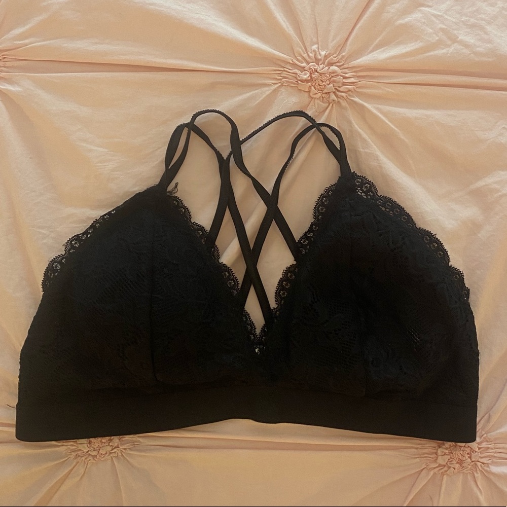 Black lace bralette with removable cups